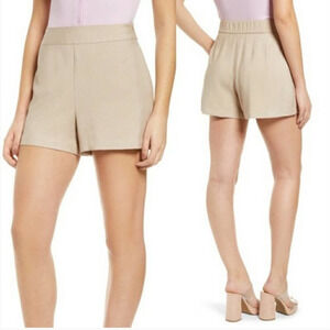 Leith Tan High Waist Elastic Waist Shorts Women's Plus Size